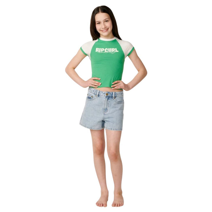 Rip Curl Girl Island Ringer Mini Tee Green