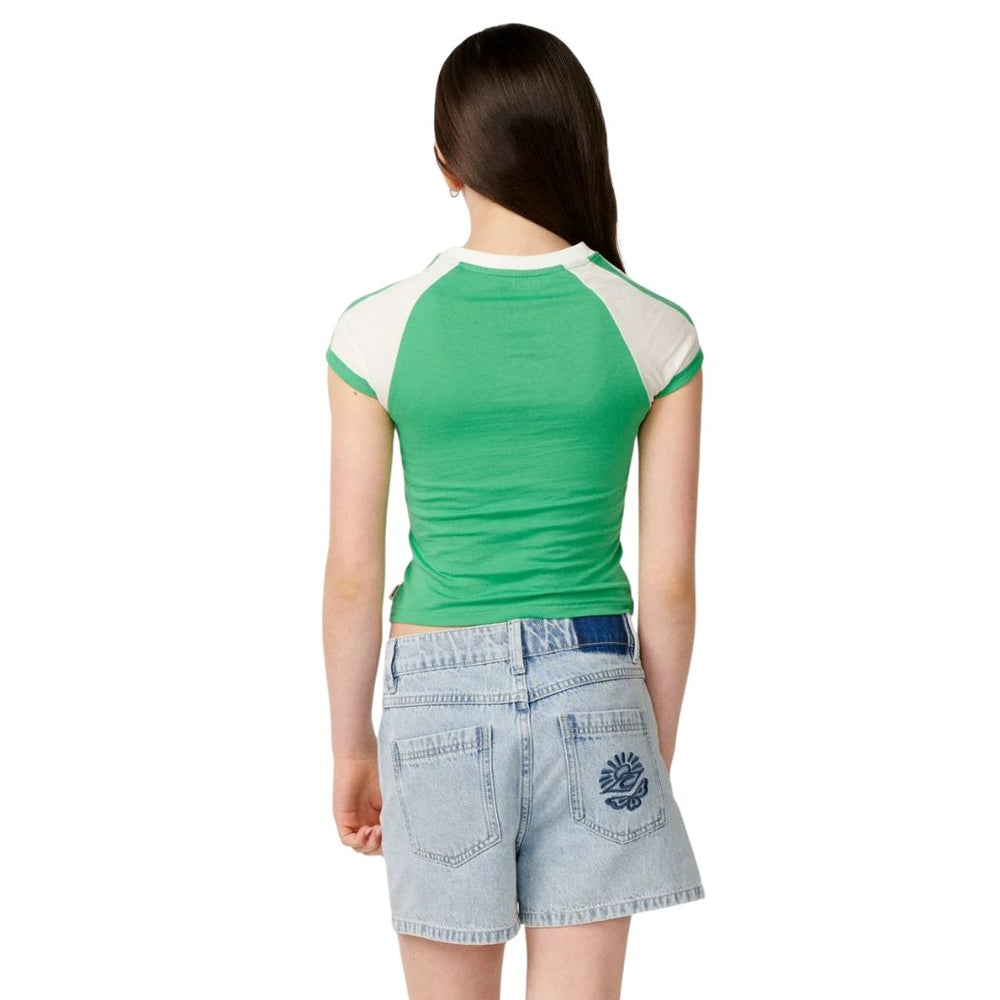 Rip Curl Girl Island Ringer Mini Tee Green