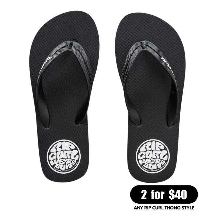 Rip Curl Icons Bloom Open Toe Thongs Black White