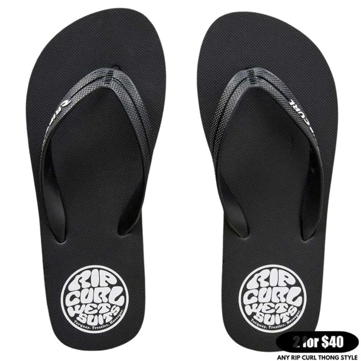 Rip Curl Icons Bloom Open Toe Thongs Black White