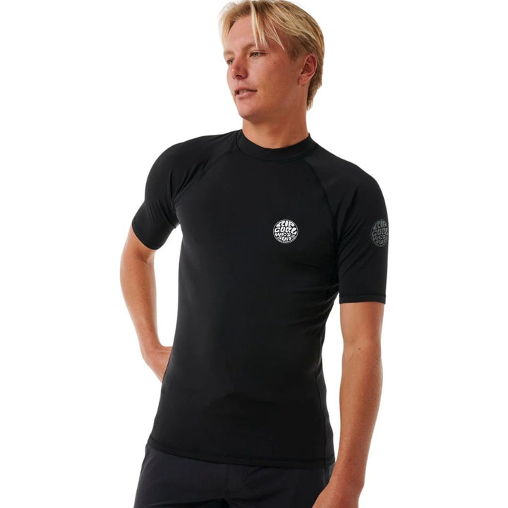 Rip Curl Icons UPF Brushed Short Sleeve Rashvest Black