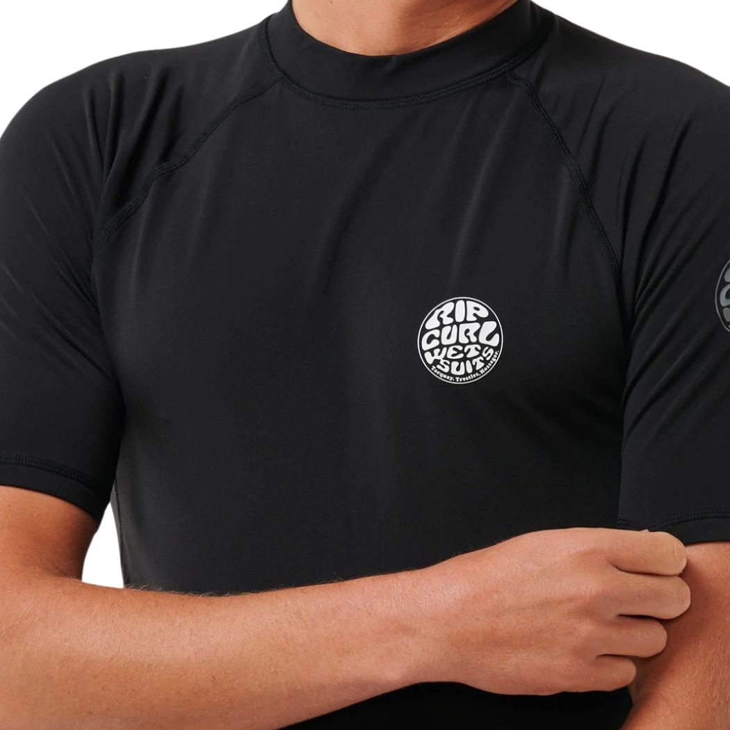 Rip Curl Icons UPF Brushed Short Sleeve Rashvest Black