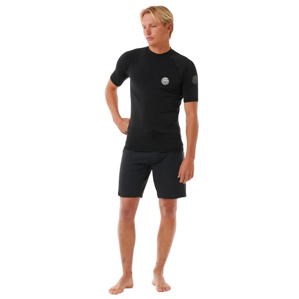 Rip Curl Icons UPF Brushed Short Sleeve Rashvest Black