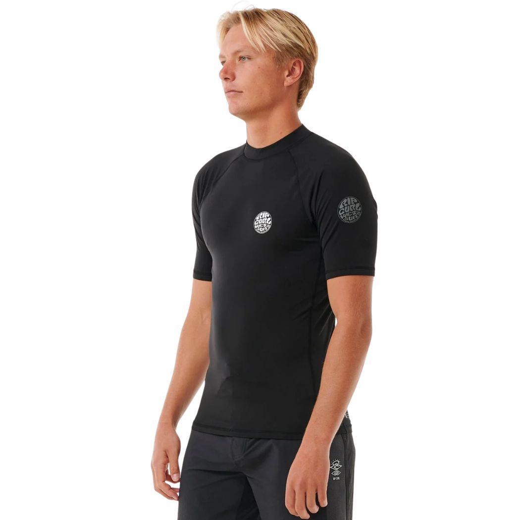 Rip Curl Icons UPF Brushed Short Sleeve Rashvest Black