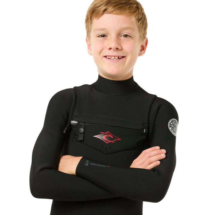 Rip Curl Kids Dawn Patrol Chest Zip  3 2 Steamer Black