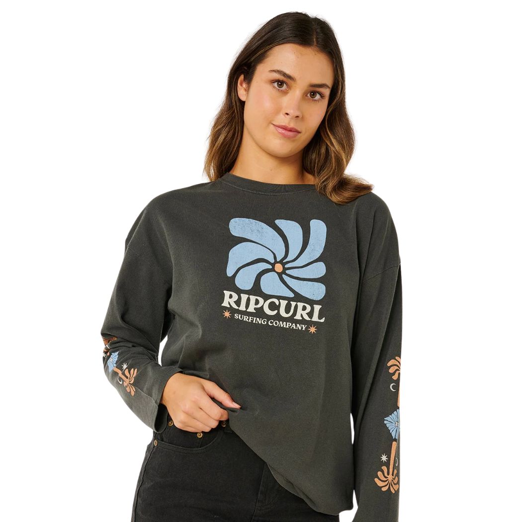 Rip Curl Pacific Coast Heritage Long Sleeve Tee Washed Black