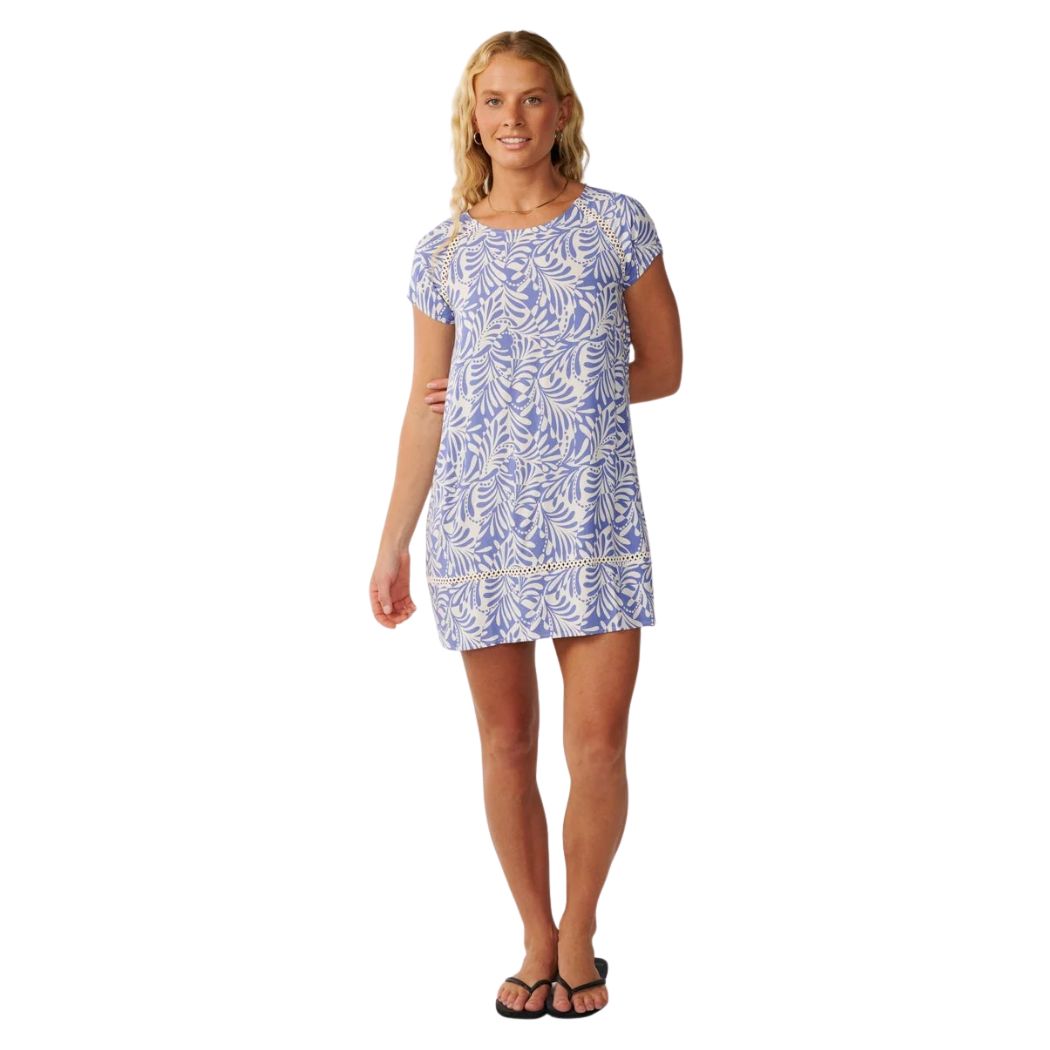 Rip Curl Party Wave Shift Dress White Blue