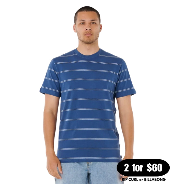 Rip Curl Plain Stripe Tee Light Navy