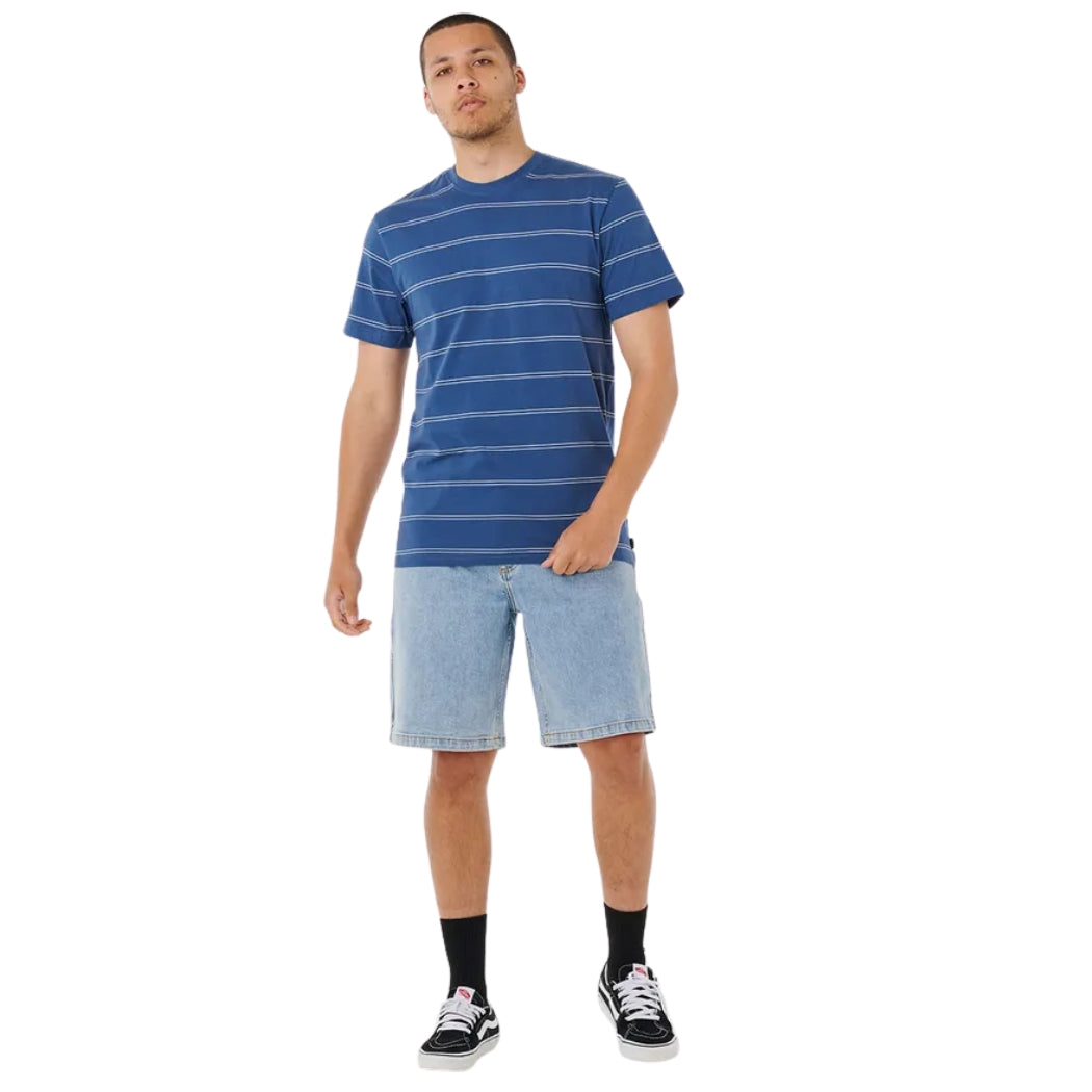 Rip Curl Plain Stripe Tee Light Navy
