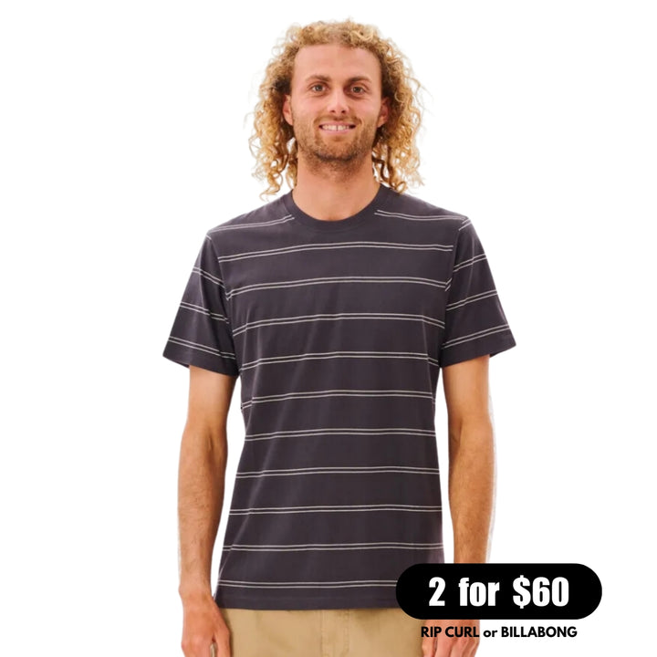 Rip Curl Plain Stripe Tee Washed Black