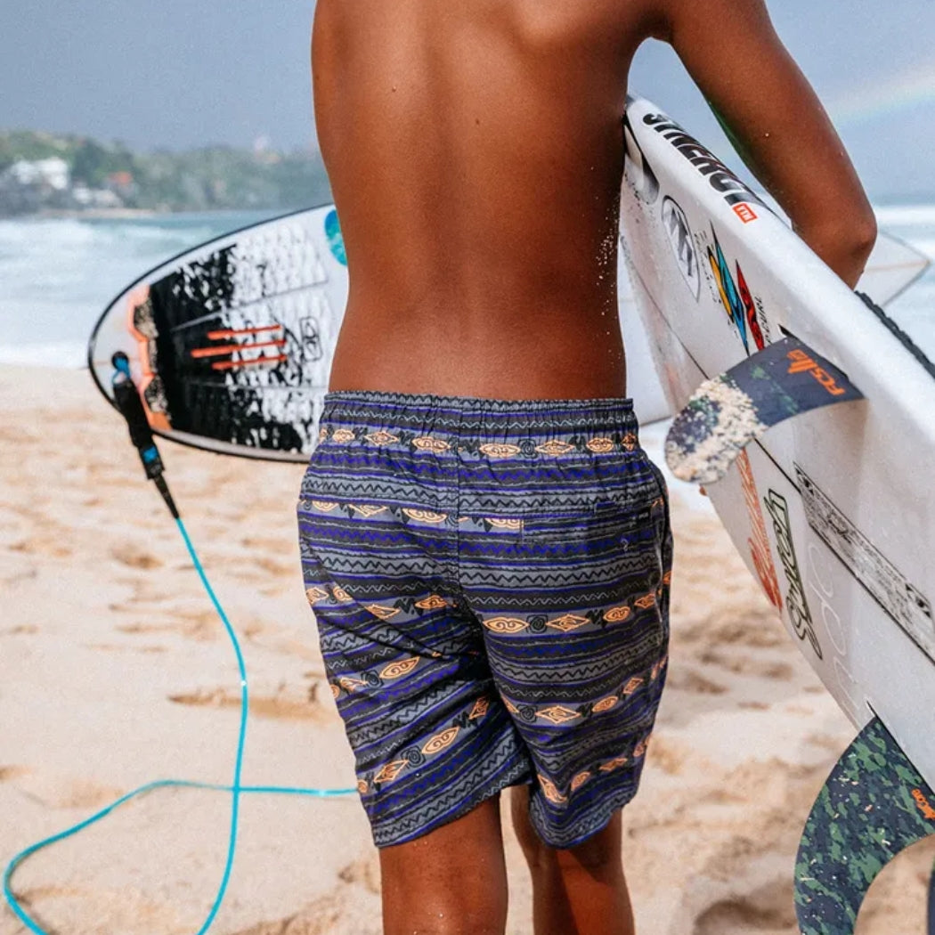 Rip Curl Raw Energy Stripe Volley Boy Washed Black