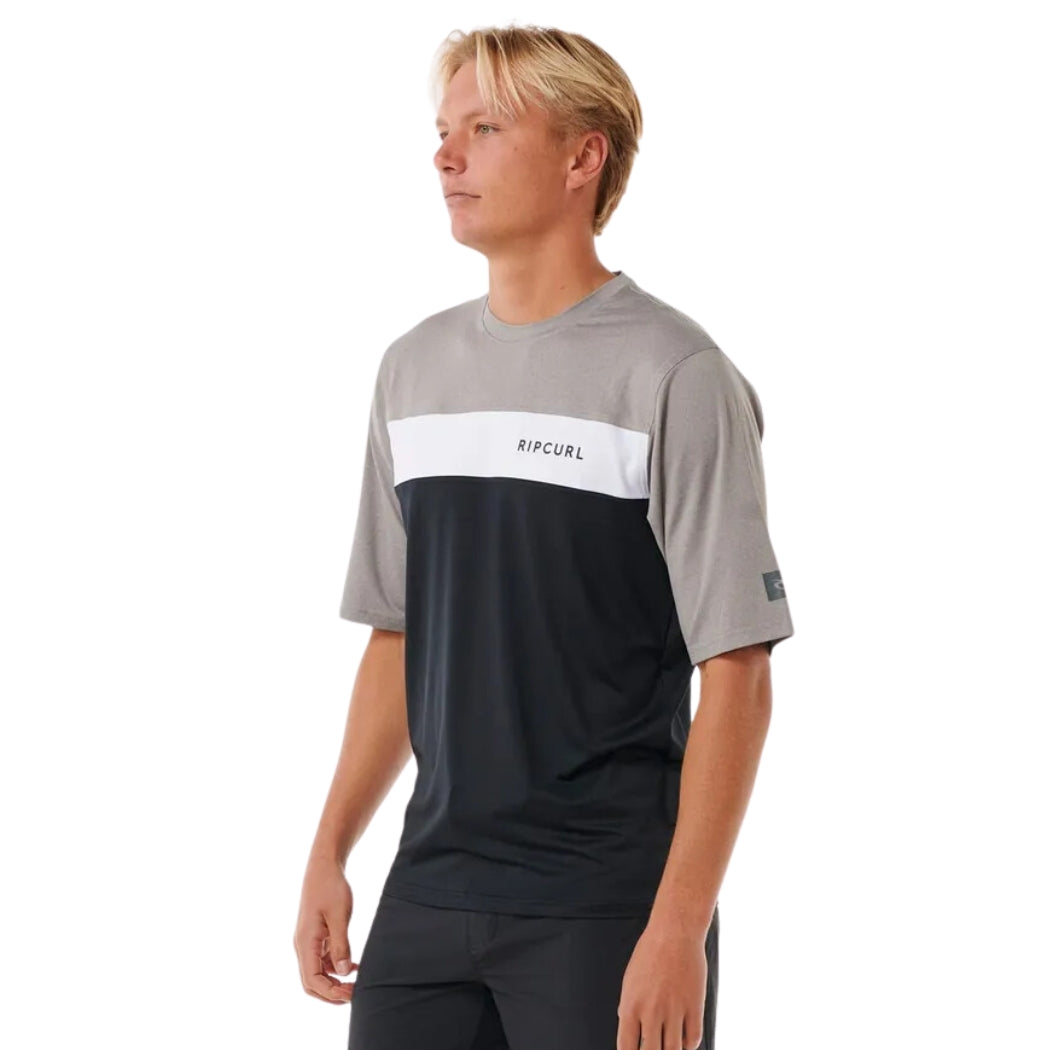 Rip Curl Undertow Short Sleeve Rash Shirt Black Grey