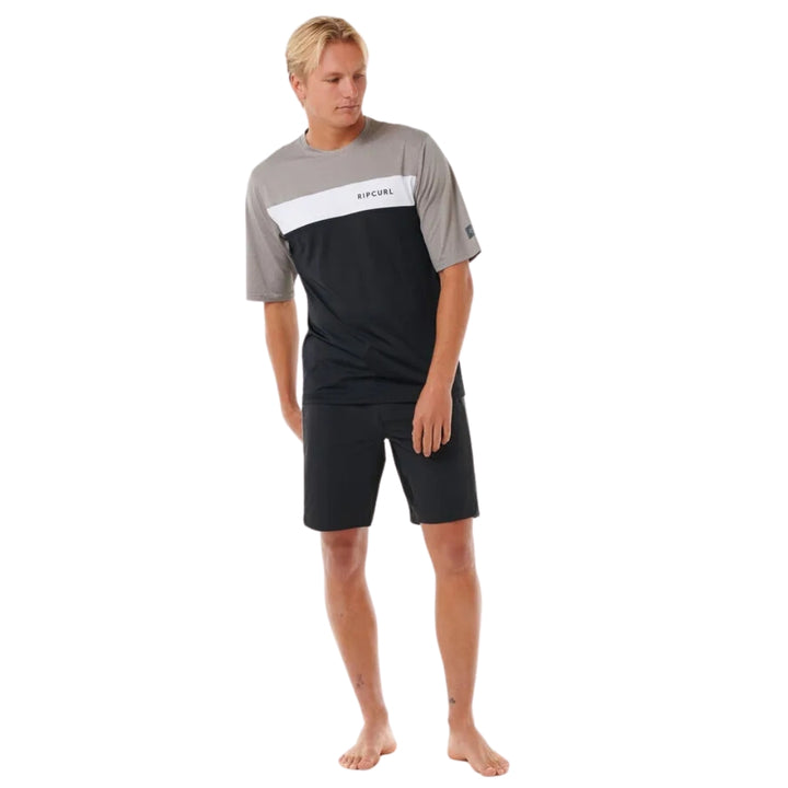 Rip Curl Undertow Short Sleeve Rash Shirt Black Grey