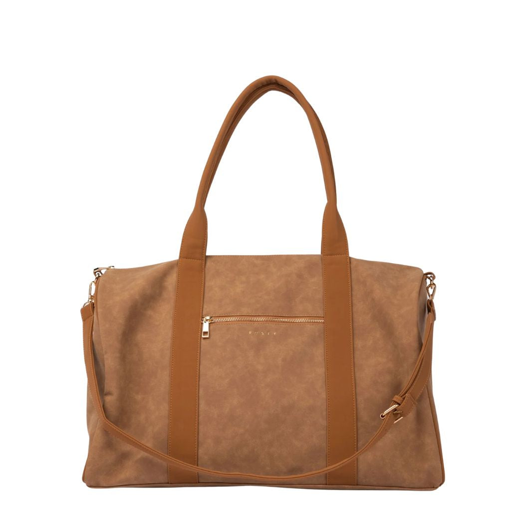 Rusty Aria Suede Weekender Bag Tan