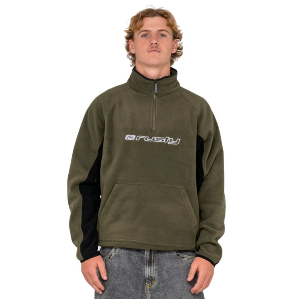 Rusty Blizzard Quarter Zip Polar Fleece Army Green