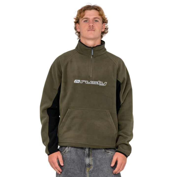 Rusty Blizzard Quarter Zip Polar Fleece Army Green