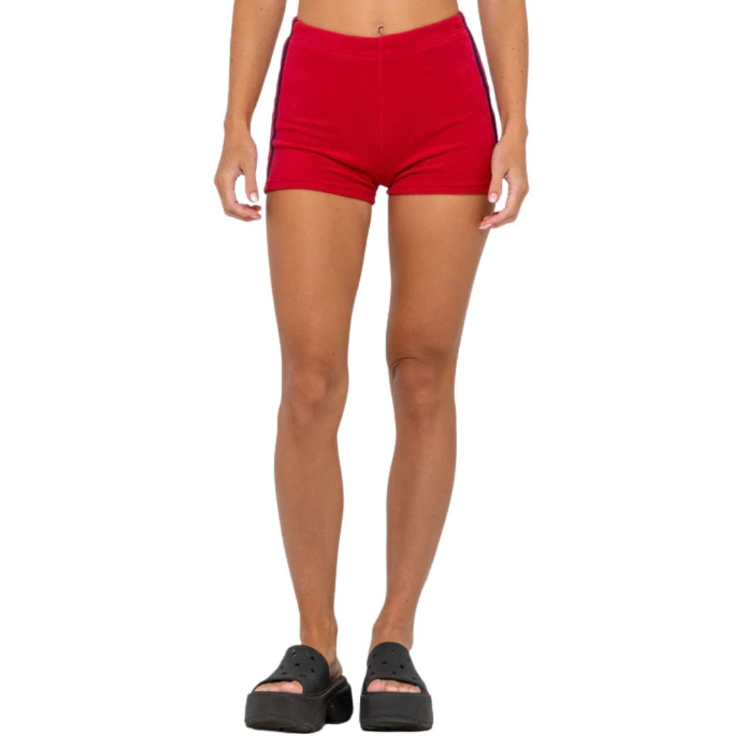 Rusty Bodhi Towelling Booty Short Red