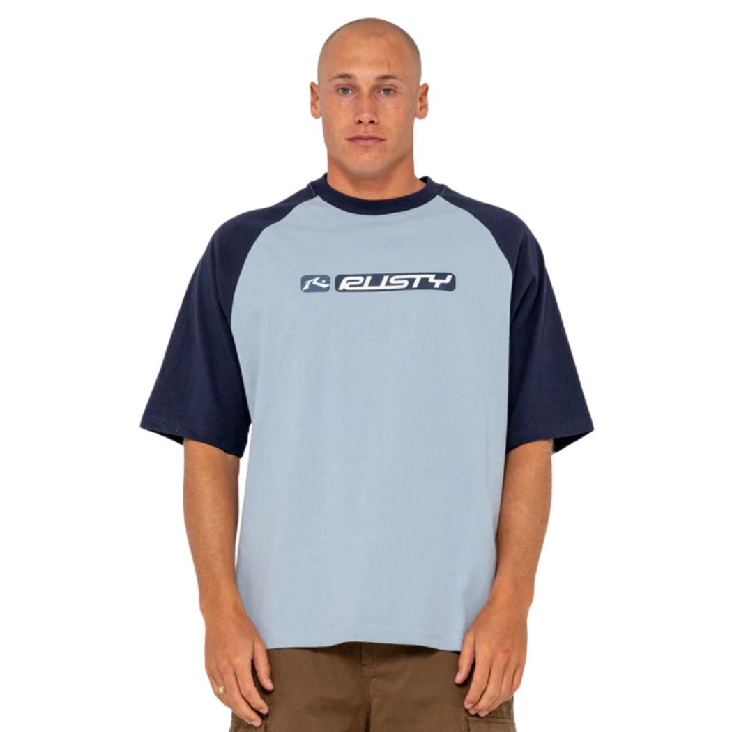 Rusty Bubble Raglan Tee Smoke Blue