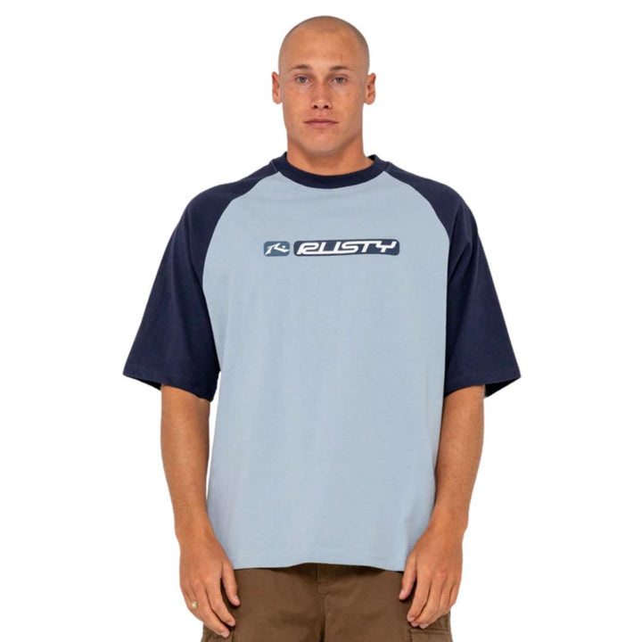 Rusty Bubble Raglan Tee Smoke Blue