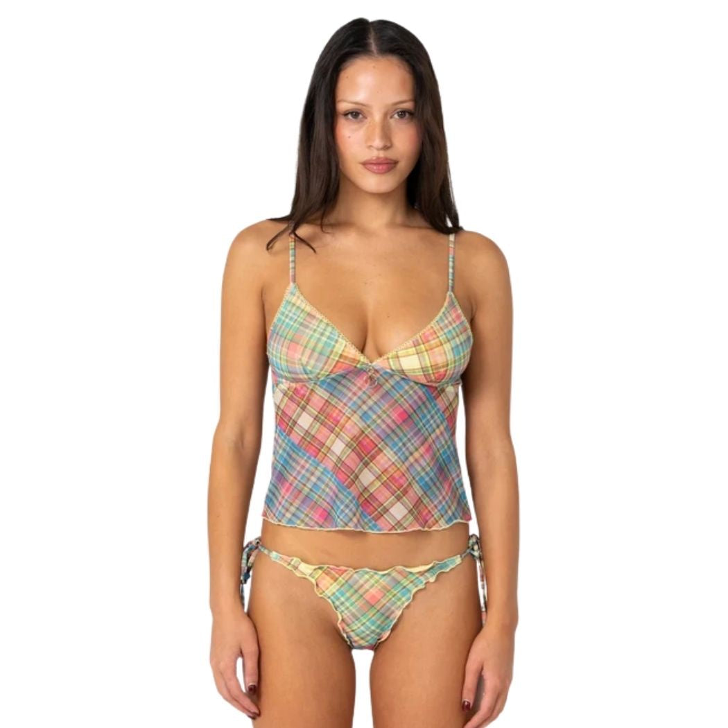 Rusty Check Moi Tankini Cami Top Multi Check