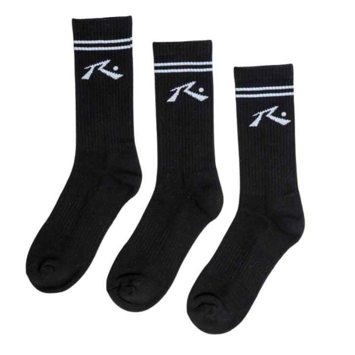 Rusty Comp Mid Calf 3 Sock Pack Black