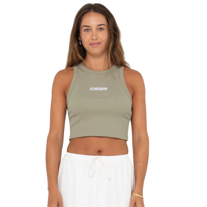 Rusty Contrast Racer Tank Faded Pistachio 