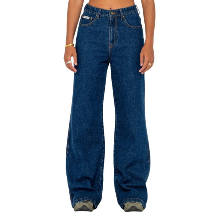 Rusty Cyprus Wide Leg High Waist Jean Deep Sea Blue