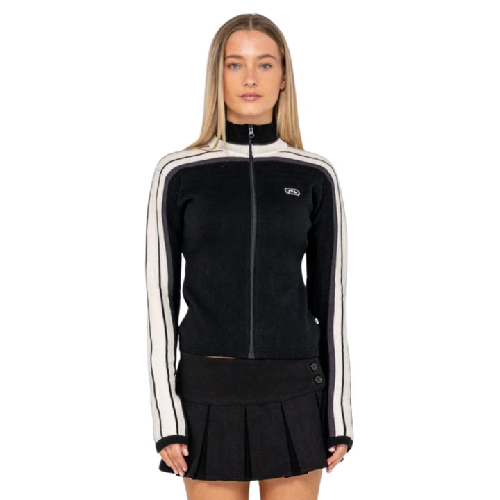 Rusty Daddy Gb Fitted Zip Through Knit Black