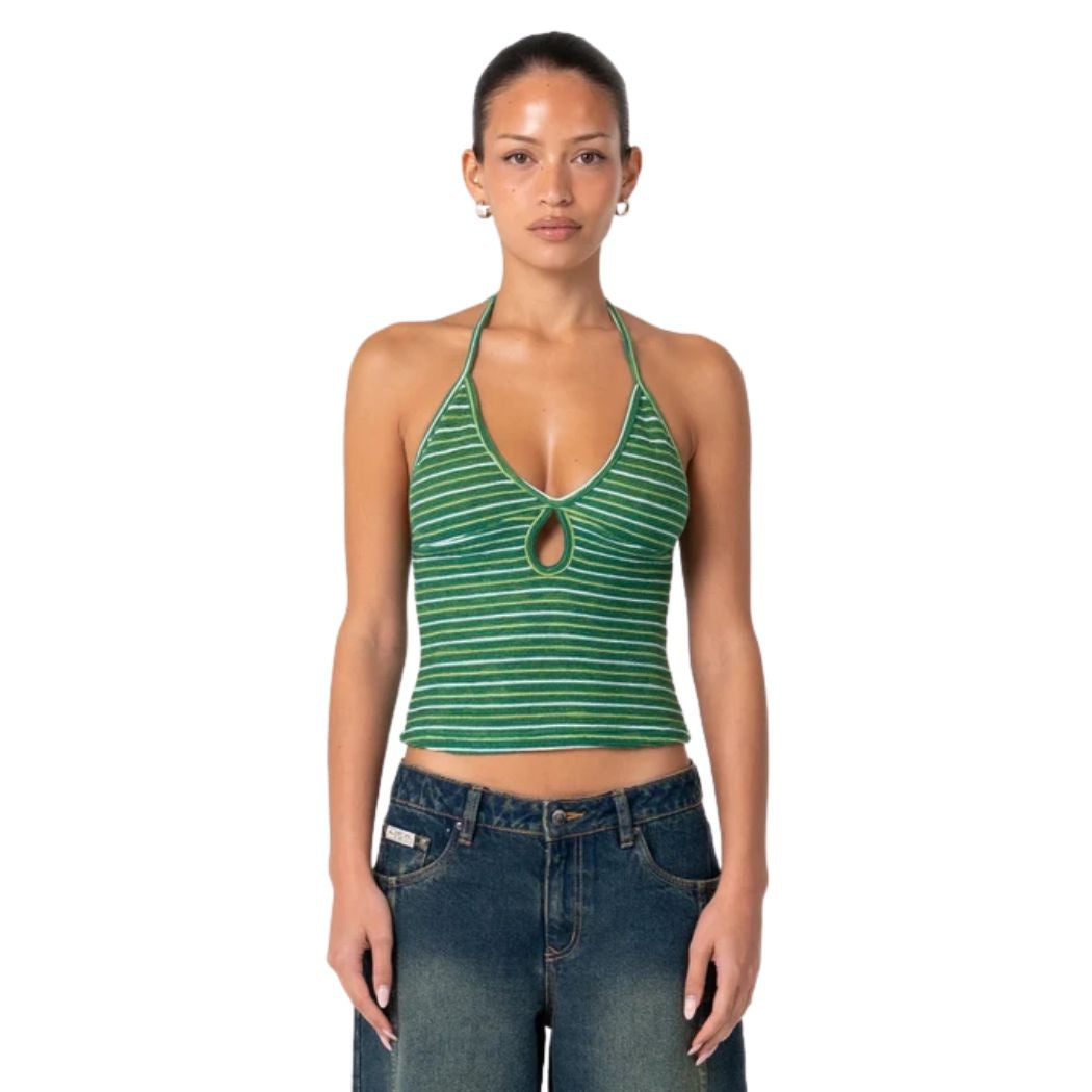 Rusty Emma Cut Out Skimmer Tank Tonal Green Stripe