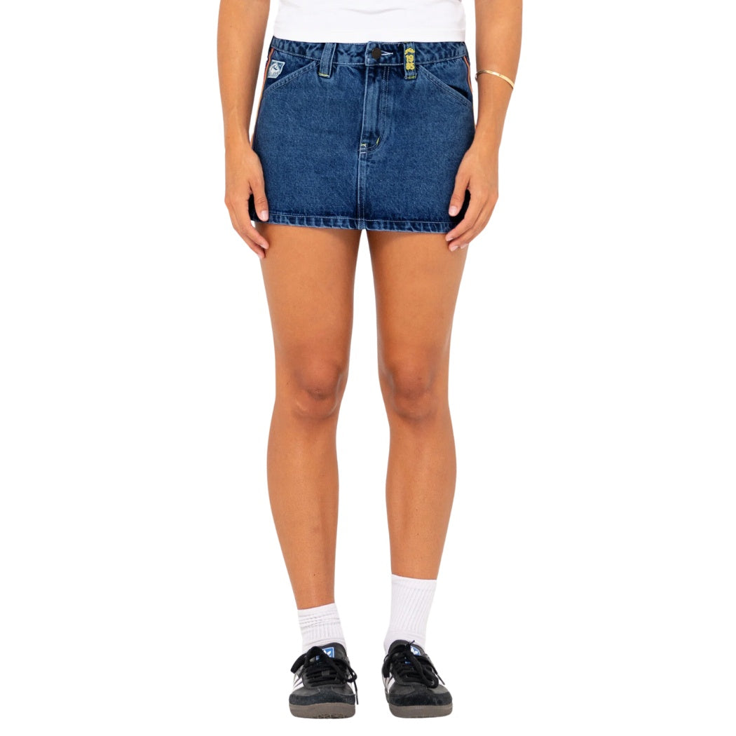 Rusty Flip Mommy Low Rise Mini Denim Skirt DBG