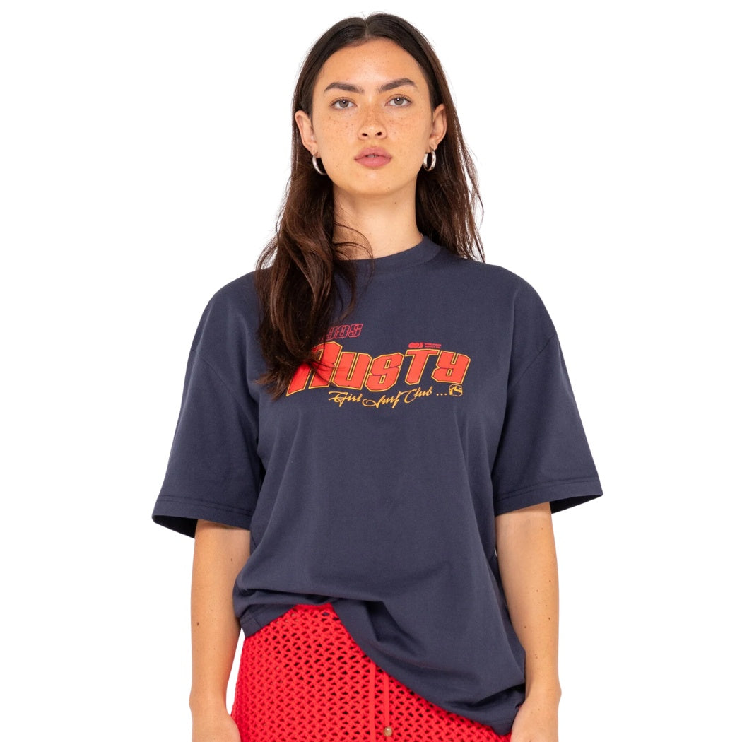  Rusty Girls Surf Oversize Short Sleeve Tee Navy Blue 