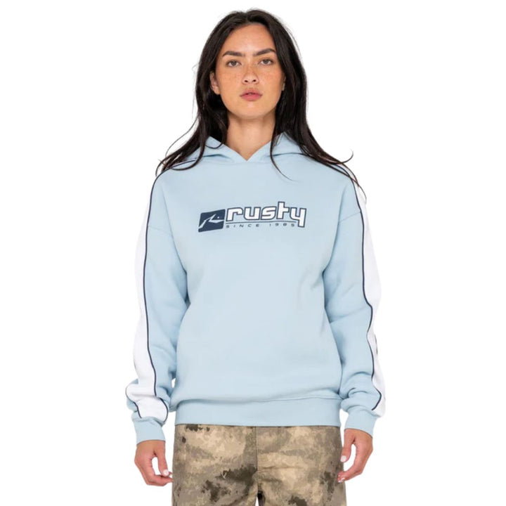 Rusty Hailstone Oversized Hooded Fleece Retro Blue