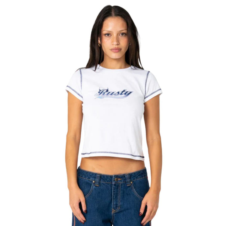 Rusty Horny Devil Baby Tee White