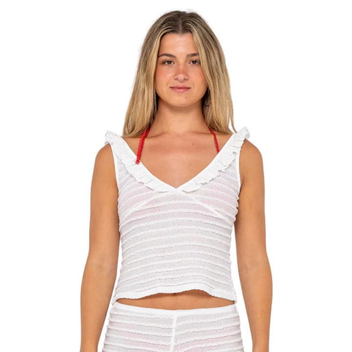 Rusty I Kissed A Pearl Lace Tank White