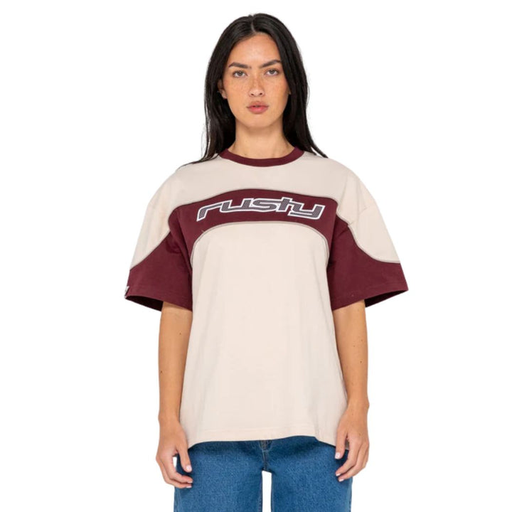 Rusty Kinetic Oversize Tee Cream Burgundy