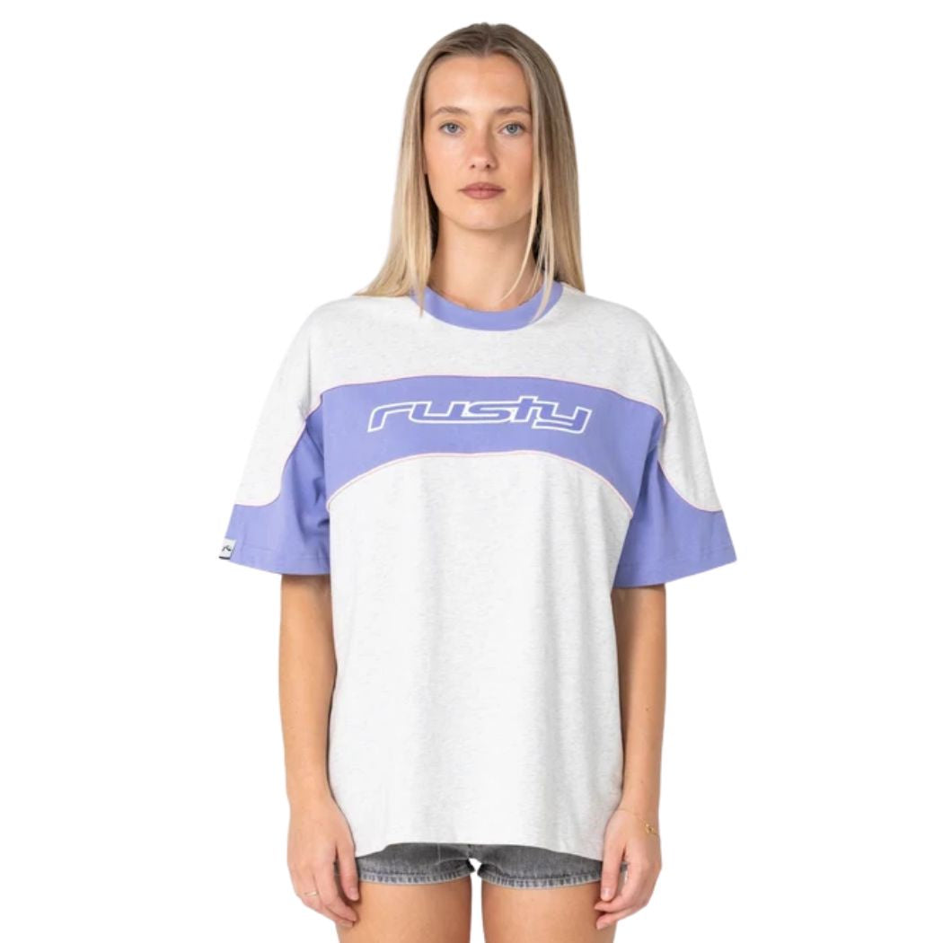 Rusty Kinetic Oversize Tee Grey Marle Mulberry Purple
