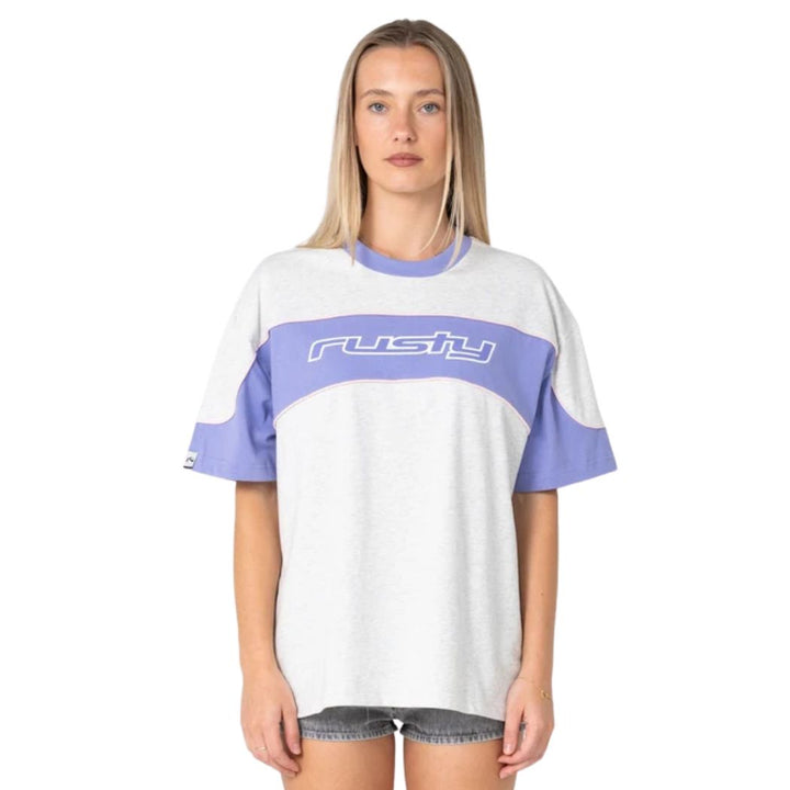 Rusty Kinetic Oversize Tee Grey Marle Mulberry Purple