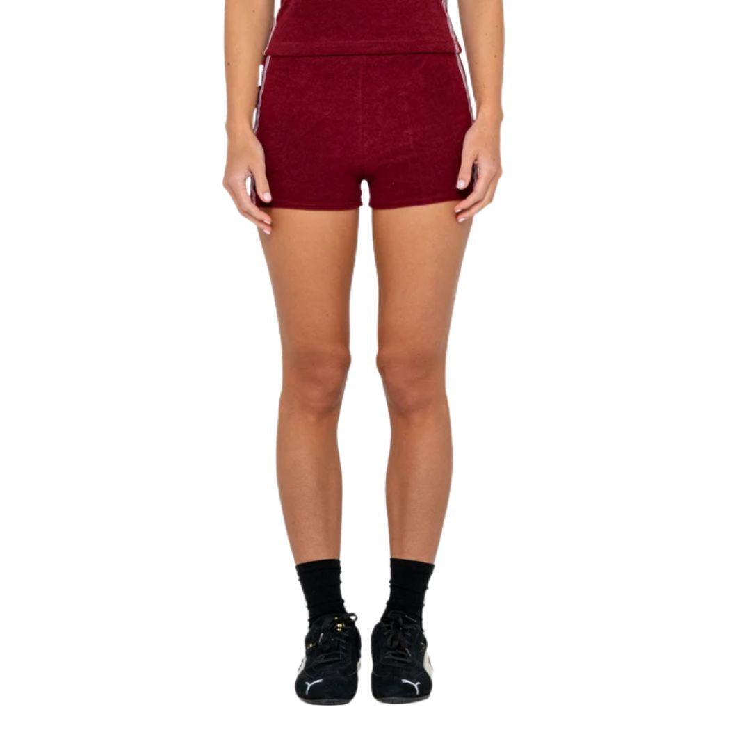 Rusty Lamar Towelling Booty Short Burgundy