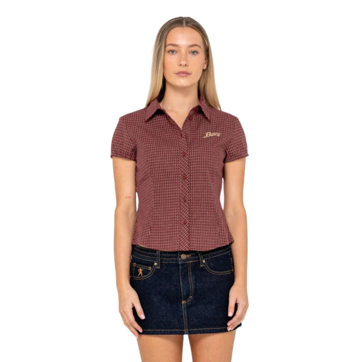 Rusty Missy May Check Shirt Burgundy