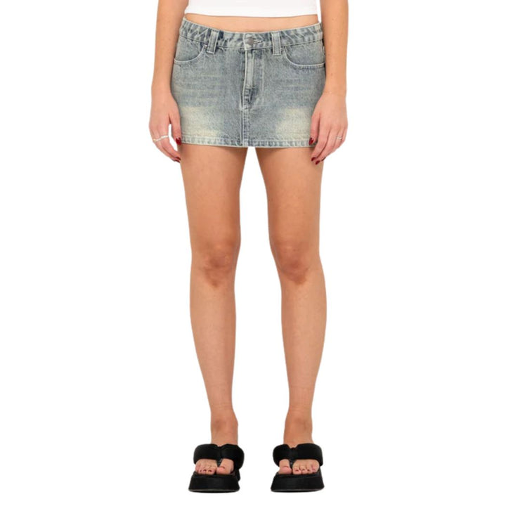Rusty Norty Low Rise Denim Micro Mini Skirt Dirty Dawg