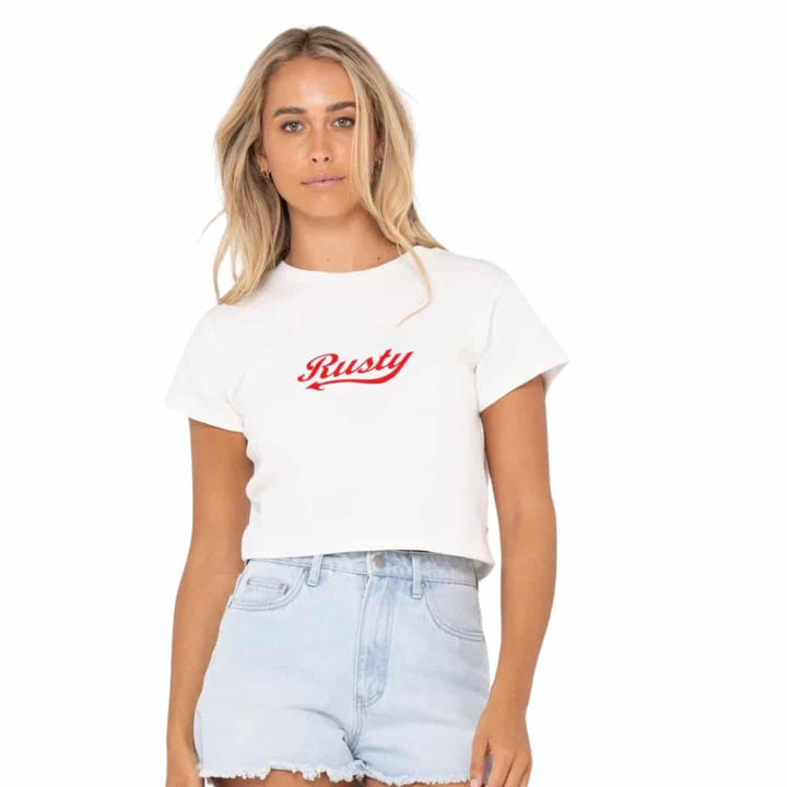 Rusty Norty Short Sleeve Baby Tee White