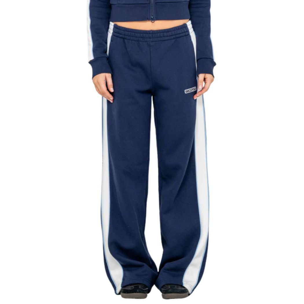 Rusty Retro Lines Wide Leg Trackpant Navy Blue