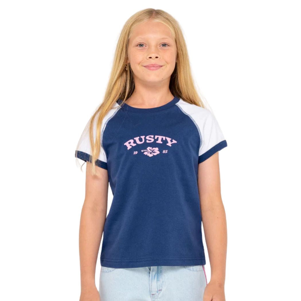 Rusty Riley Raglan Baby Tee Girls Navy