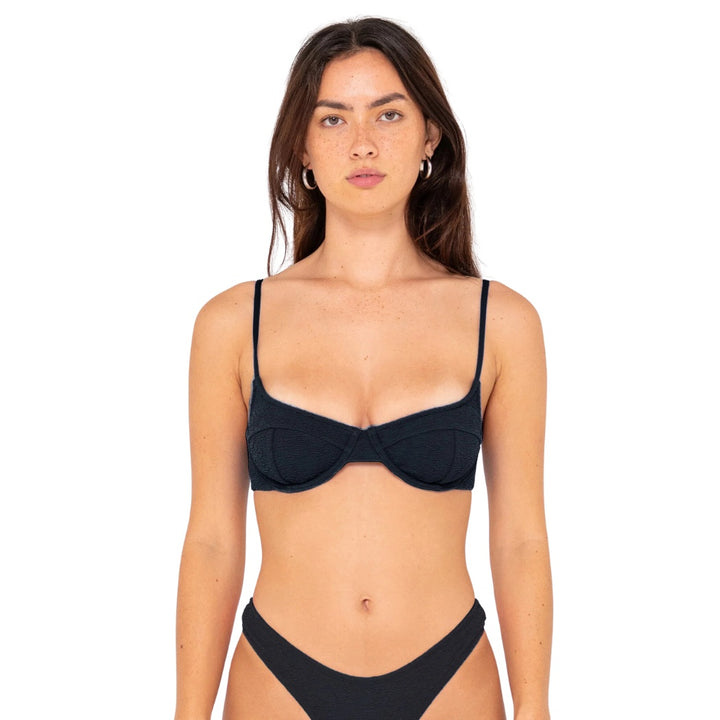 Rusty Sandalwood Balconette Bikini Top Black