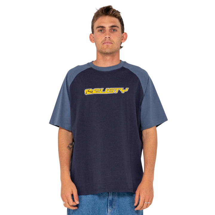 Rusty Swaglan Raglan Short Sleeve Tee Navy Blue