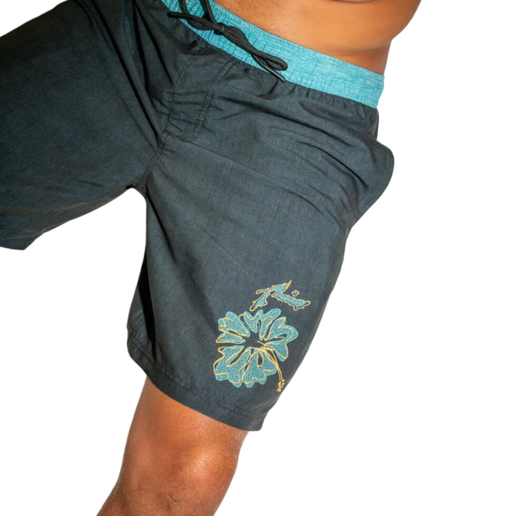 Rusty Vivid Bloom Elastic Boardshort Washed Black 