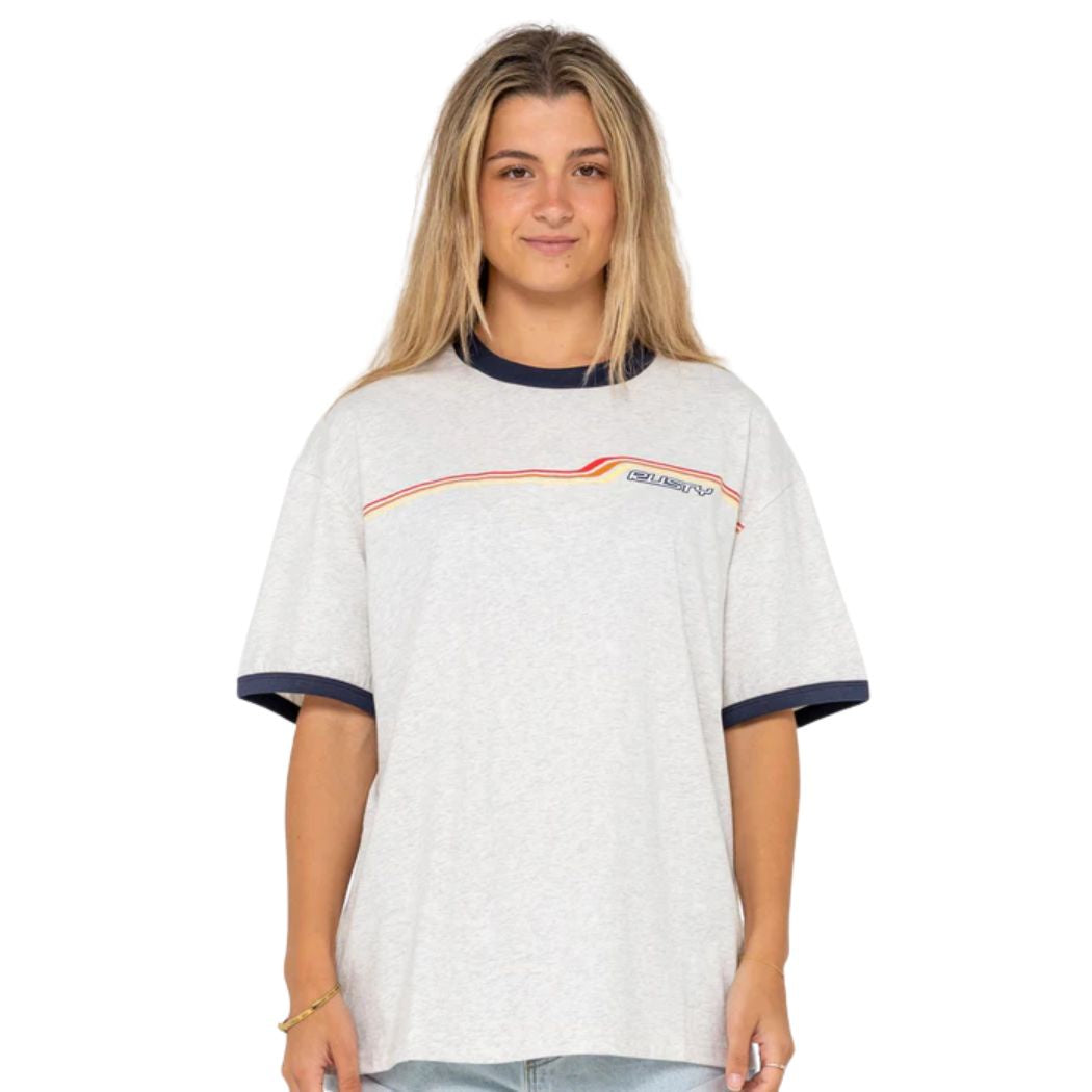 Rusty Wave Rider 2.0 Ringer Oversize Tee Ecru Marle