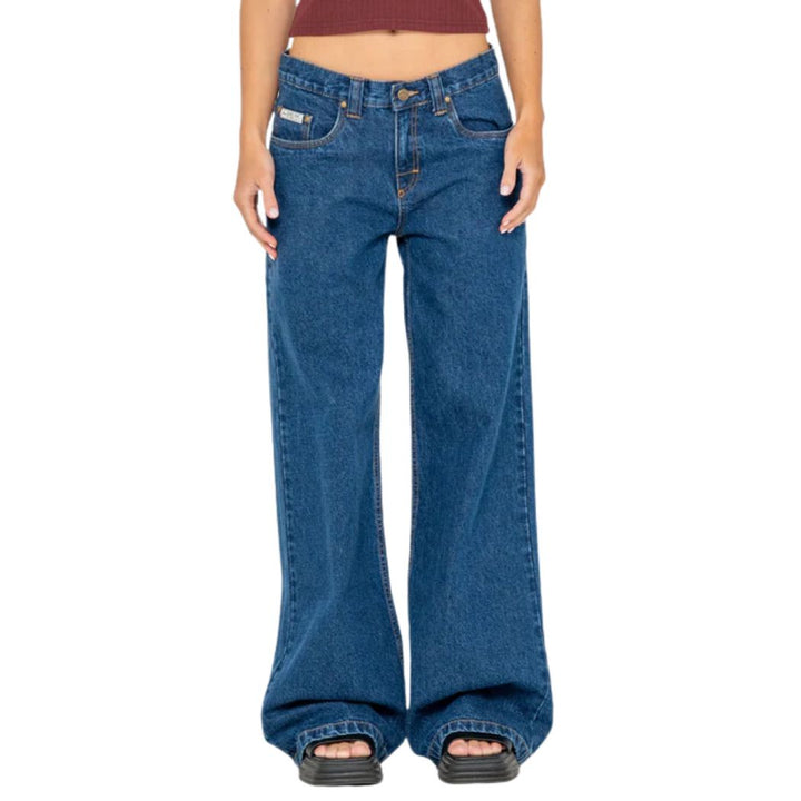 Rusty Wendy Wide Low Rise Denim Jean Deep Sea Blue