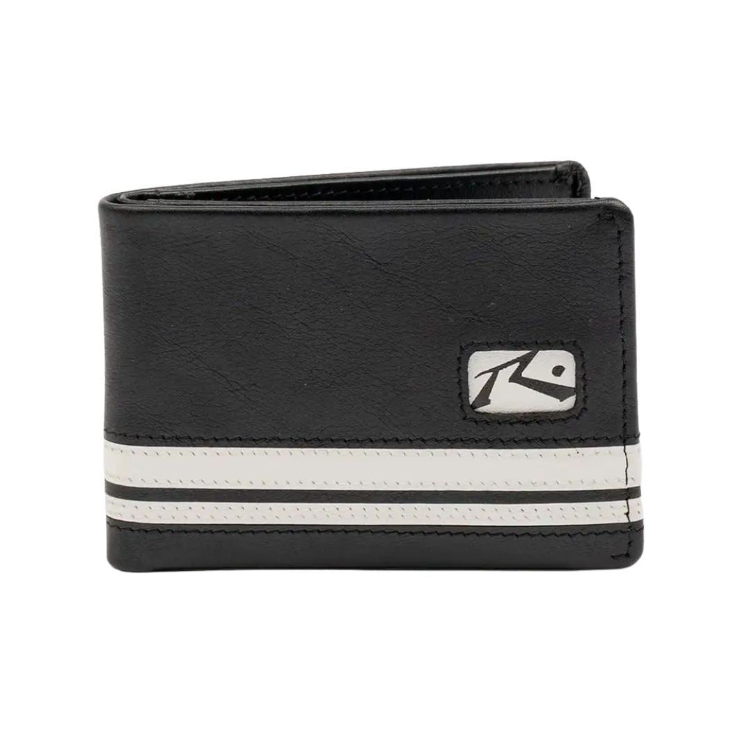 Rusty White Lines Leather Wallet Black
