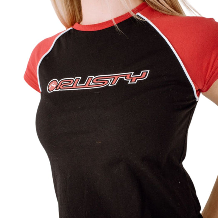 Rusty Archived Raglan Baby Tee Black